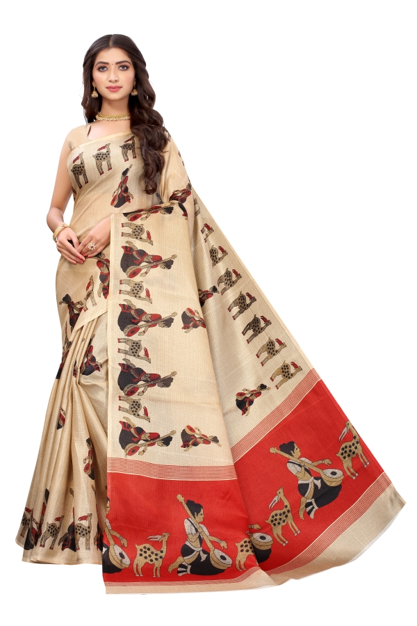Khadi Silk 4 Silk Printed Regular Wear Latest Saree Collection